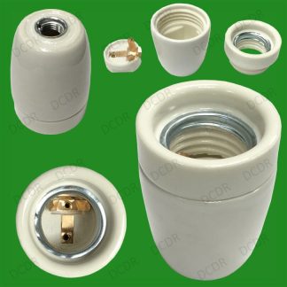 6x Glazed Ceramic Edison Screw ES E27 M10 Heat Light Bulb Lamp Holders Sockets