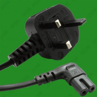 3m UK Mains to Right Angle IEC Figure 8 C7 Power Cable Laptop PS4 XBOX Lead