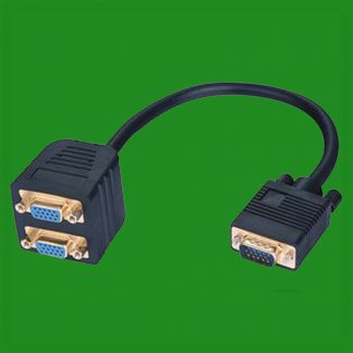 250mm VGA Male To VGA 2 Female Splitter Gold Plated Cable Socket Adapter