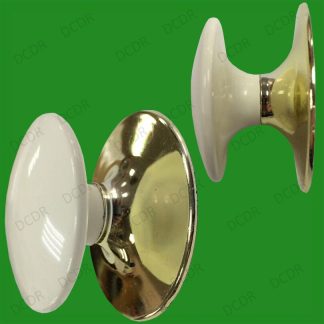 4x 35mm White Plastic & Brass Effect Cabinet Cupboard Door Handles, Drawer Knobs