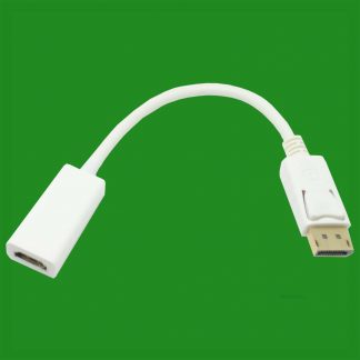 2x White 0.2m DisplayPort 1.2 to HDMI Monitor PC TV Adaptor Converter Cable