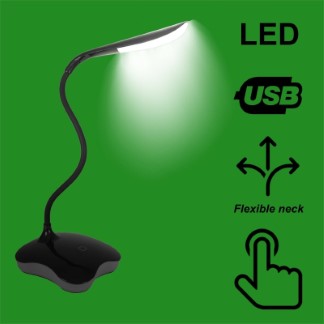 Black LED ON OFF Touch Sensor USB/Battery Powered Desk Light Lamp & Nightlight