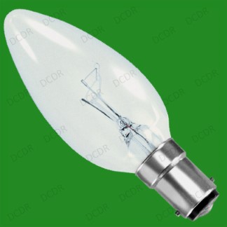 20x 60W Clear Candle Dimmable Filament Light Bulbs, B15, SBC, Small Bayonet Cap