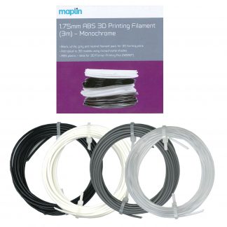 Maplin 1.75mm ABS 3D Printing Filament (3M) Monochrome: Black White Grey Neutral
