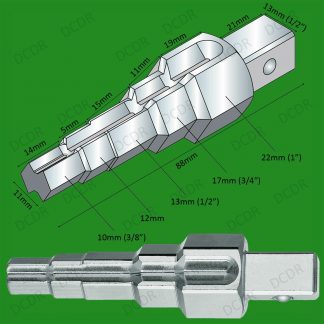 Combi-Stepped Heating Radiator Valve Key, 5 steps 3/8"-1", 1/2" Drive, 10mm-22mm