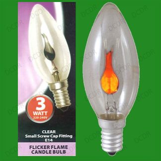 12x 3W Clear Flicker Flame Candle Light bulb SES E14 Small Screw Decorative Lamp