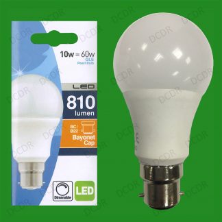 1x 10W B22 (= 60W Incandescent) Dimmable LED Pearl GLS Light Bulb BC Dimmer Lamp