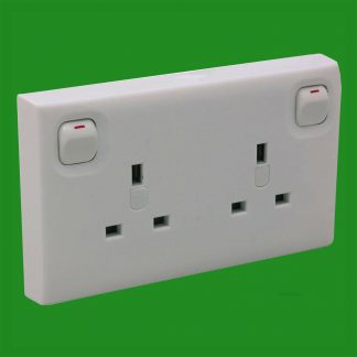 2x 1 To 2 Gang UK Mains Switch Wall Converter Socket Single - Double White 3 Pin