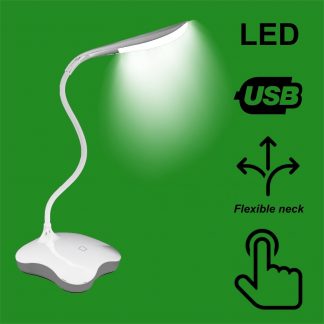 White LED ON OFF Touch Sensor USB/Battery Desk Light Lamp & Nightlight Function