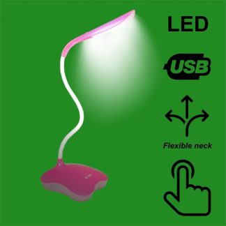 Pink LED ON OFF Touch Sensor USB/Battery Desk Light Lamp & Nightlight Function