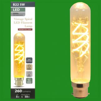 5W (=50W) LED Filament Amber Antique Vintage Spiral Light Bulb BC B22 Lamp