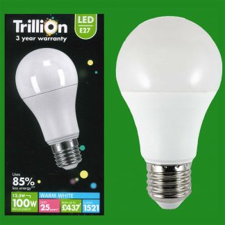 4x 12.5W (=100W) LED Energy Saving GLS ES E27 Warm White Light Bulb Lamp