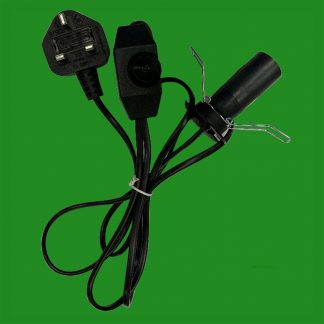 E14 Black UK Plug Light Bulb Holder Inline Dimmer Switch Desk Table Salt Lamp