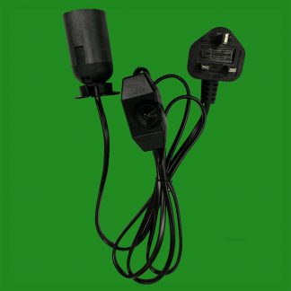 ES E27 Black UK Plug Light Bulb Holder Inline Dimmer Switch Desk Table Salt Lamp