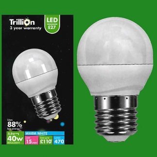 4x 5.5W (=40W) LED Instant On Pearl Round Golf Light Bulbs ES E27 Screw Lamps