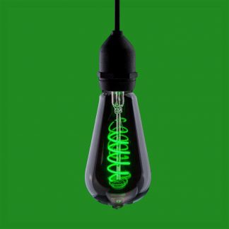 Funky Filaments 4W LED Coloured Green Light Bulb ST64 110-240V ES, 25,000h Life
