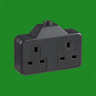 3x 2 Gang Heavy Duty Durable Black Mains Plug Extension Socket 13A 3 Core