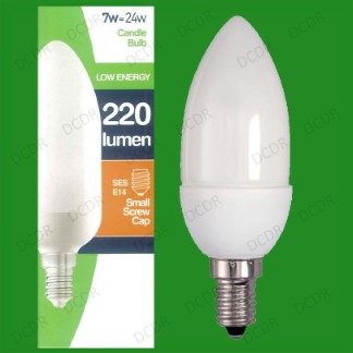 6x 7W Low Energy Power Saving CFL Candle Light Bulbs SES E14 Small Screw Lamps