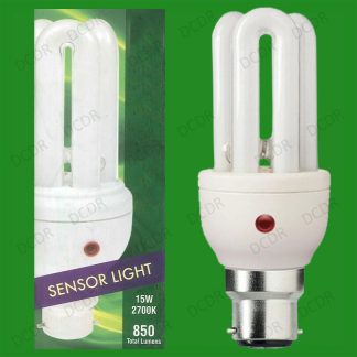 15W Low Energy CFL Dusk Till Dawn Sensor Security Night Light Bulb, BC B22 Lamp