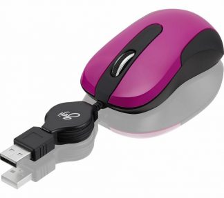 1x USB 2.0 LED Wired Small Optical Retractable Pink Mouse Mice For PC & Laptop