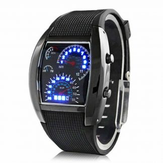 RPM Blue LED Digital Speedo Quartz Wrist Watch, Date Week Function, Gift For Him