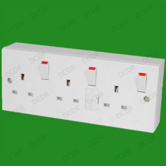 1 to 3 Gang Fused Switched 13A Triple 3Pin Mains UK Wall Converter Socket Outlet