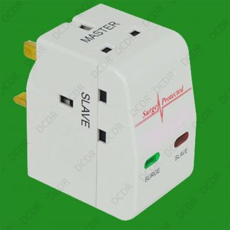 3 Way Master 2 Slave Surge Protected UK 3 Pin Plug Socket Energy Saving Adaptor