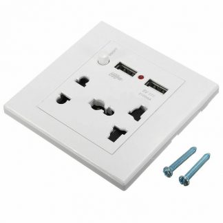 1 Gang 2 or 3 Pin Electric Plug International Wall Mains Socket Inc. 2 USB Ports