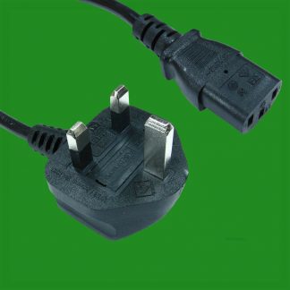 3m 3 Pin UK Mains Power Cable IEC C13, PC Computer, Monitor TV Kettle DJ Lead
