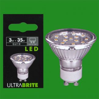 6x 3W = 35W ULTRABRITE Energy Saving LED GU10 Reflector Light Bulb