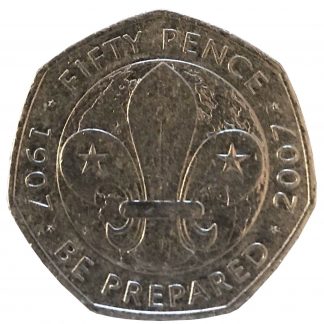 2007 UK 50p Boy Scouts 'Be Prepared' 100 Years Anniversary (1907) 50 Pence Coin