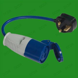 13A-16A Fly Lead Converter Cable Camping Caravans Motorhomes Festoons Generators