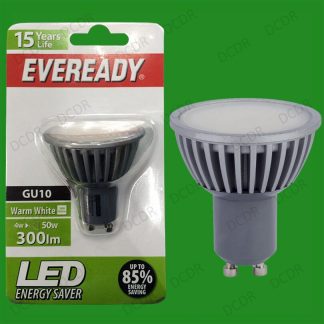 2x 4W (=50W) Eveready LED Ultra Low Energy Instant On GU10 Spot Light Bulbs Lamp