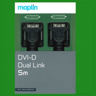 Maplin 5M DVI-D Dual Link 1080p HD Digital (24+1) PC TV Laptop Monitor Cable M/M