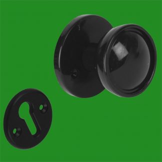 1x 57mm Black Plastic Bakelite Mortice Retro Round Door Knob Set