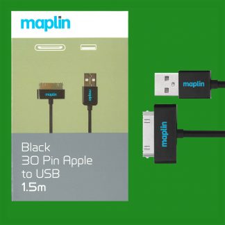 Maplin 1.5m 30 Pin Apple to USB Cable MFI Certified iPod/iPhone/iPad Charger