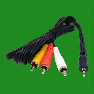 1.5m 4 Pole 2.5mm Jack Plug to 3x Phono (RCA) Plug AV TV DVD Video Lead Cable
