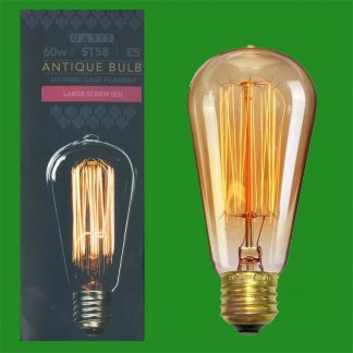 60W Gold Vintage Style Squirrel Cage Filament ES E27 Light Bulb