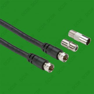 1x 2m Digital Satellite Cable With F Type Coupler & Coax Coaxial Adaptor