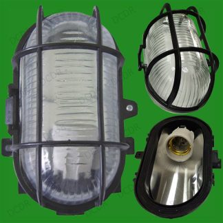 2x Outdoor Oval Black IP44 60W Bulkhead, Patio, Garden, Wall Lamp Security Light