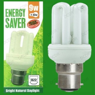 4x 9W =40W Daylight Quick Start Low Energy CFL SAD 5600K White Light Bulb BC B22