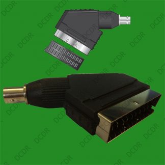 Male AV SCART Plug to Female CCTV BNC Socket Adaptor for Camera Monitors etc.