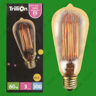 2x 60W Gold Antique Vintage Style Squirrel Cage Dimmable Light Bulb ES E27 Lamps