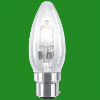 2x 42W (=55W) Dimmable Halogen Clear Candle Light Bulbs BC B22 Bayonet Lamps