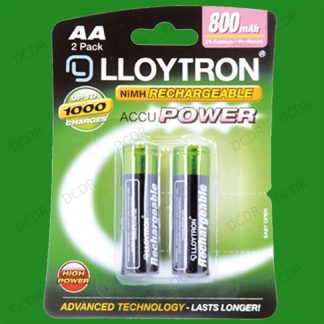 2x AA Rechargeable AccuPower NiMH Batteries, HR6, MN1500, MIGNON, 800mAh