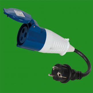 16A Schuko Plug to Caravan CEE Socket Adaptor