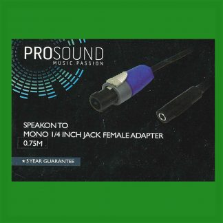 Speakon To Mono 1/4 Inch Jack Female Adaptor 0.75m Studio Low-Noise DJ Audio