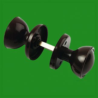 4x 50mm Brown Plastic Rim Mortice 2 Round Door Handle Knobs Sets Round Roses