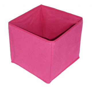 Pink Fold Up Bedroom Storage Box Cube, Lightweight Non Woven (20 x 22 x 22 cm)