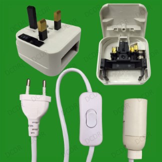 UK & Euro Plug in E14 SES Lamp Holder With Inline Switch, Table Desk Salt Lamp